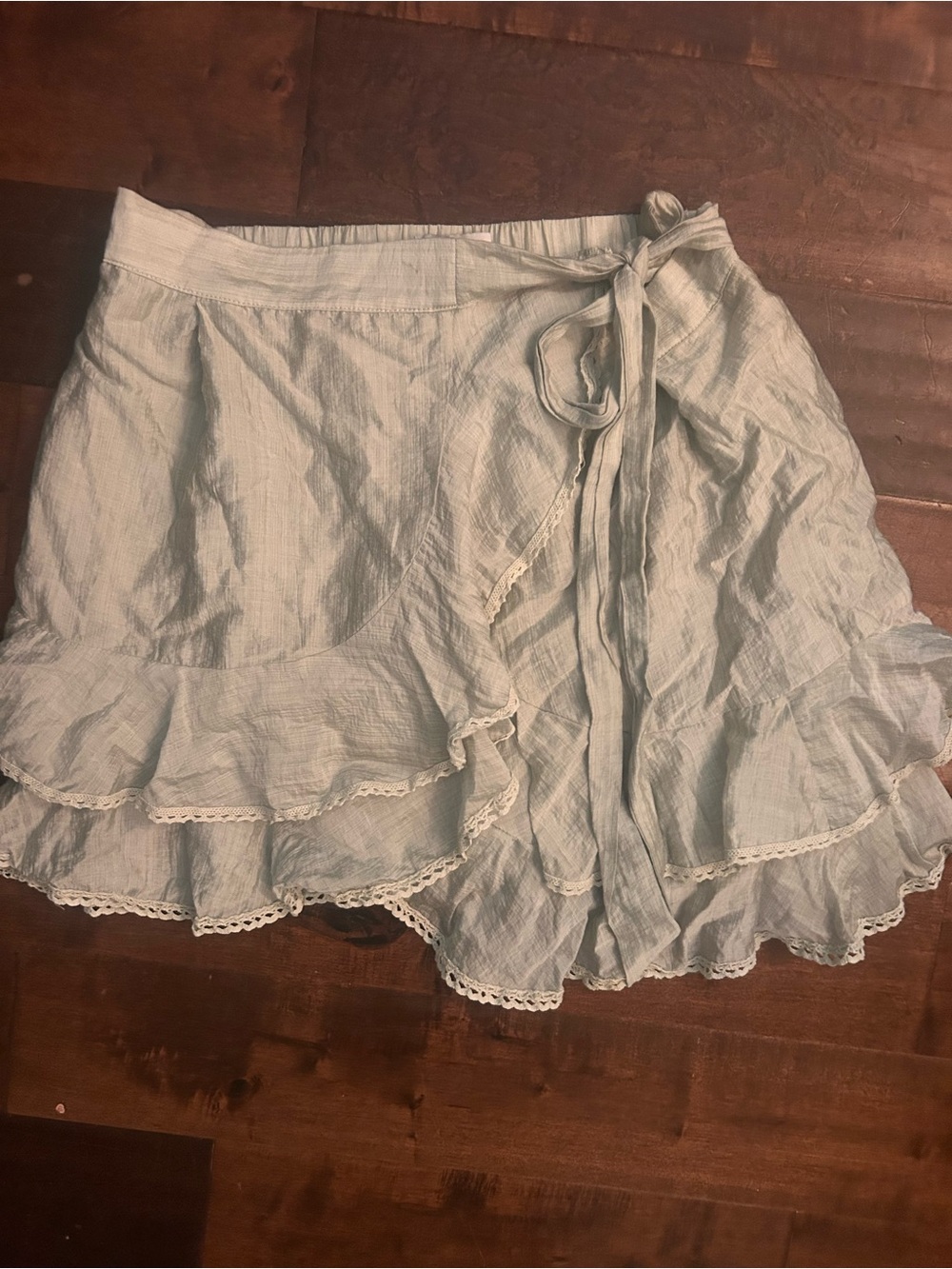 Sabina Musayev Light sage green Ruffle Wrap Skirt with Tie Waist